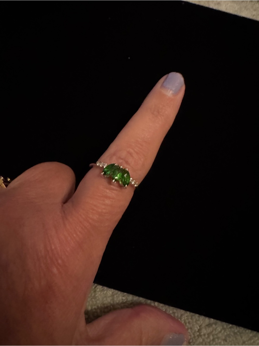 Sterling silver &Emerald  - Elegant Women’s Cocktail Ring